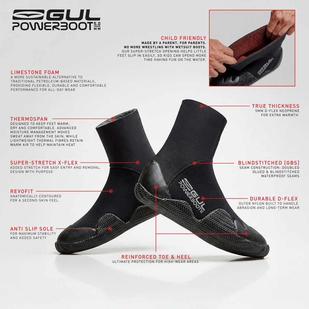 JUNIOR 5MM  POWERBOOT BLINDSTITCHED WETSUIT BOOT