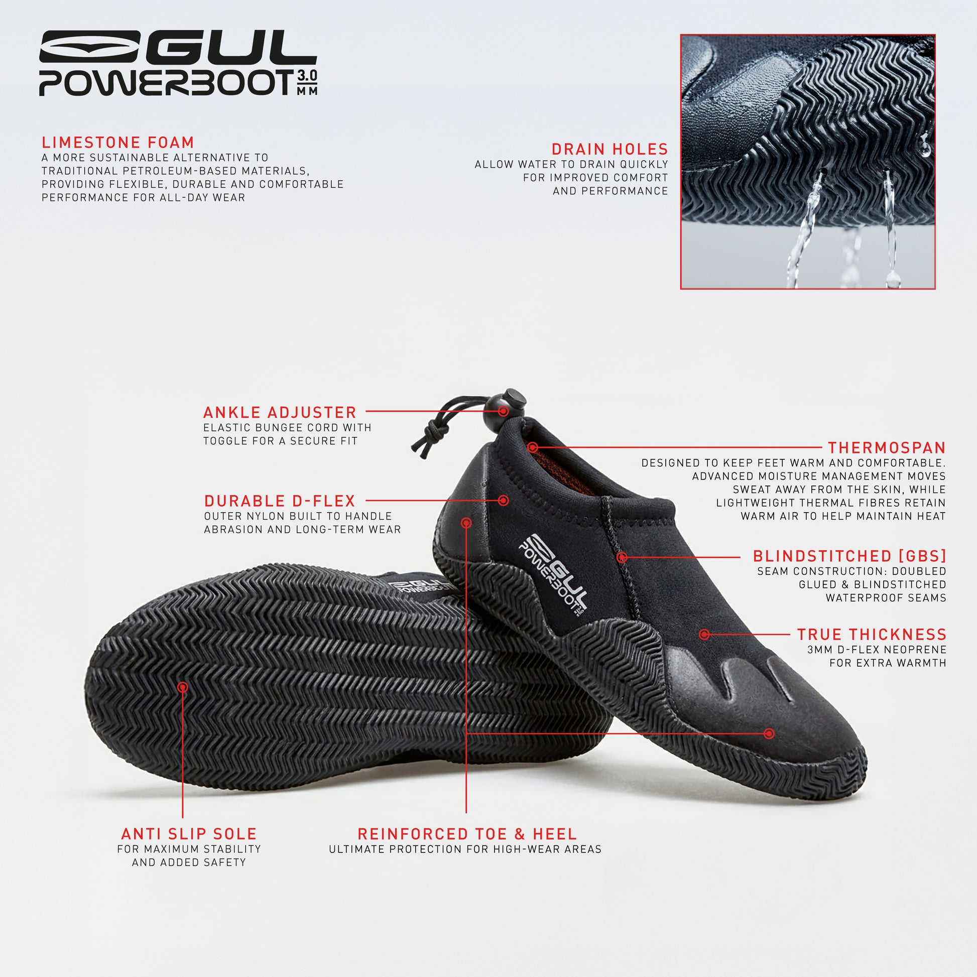 POWER 3MM JUNIOR BLINDSTITCHED WETSUIT SLIPPER